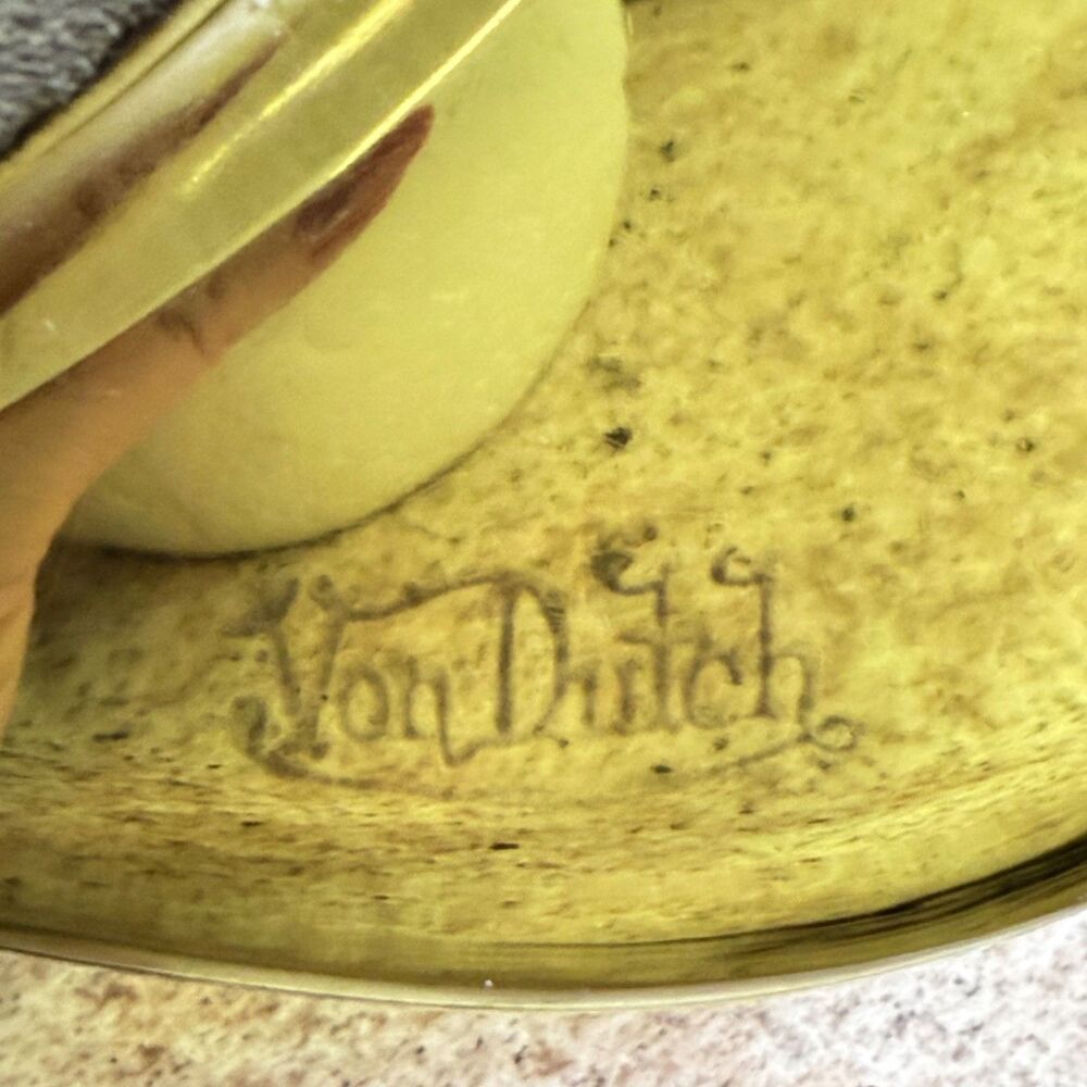 Vintage Von Dutch Sage Green Suede UV400 Clear Visor Trucker Hat Y2K Rare - Picture 5 of 16